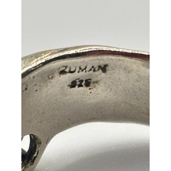 Noa Zuman Israel 925 Sterling Silver White Stone Hammered Ring Size 9 - Picture 7 of 11